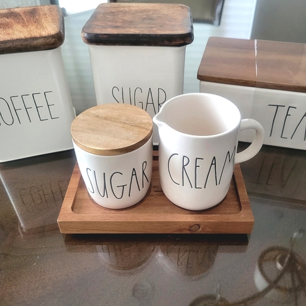 5 item Rae Dunn Coffee Tea Sugar Cream Bundle / Set